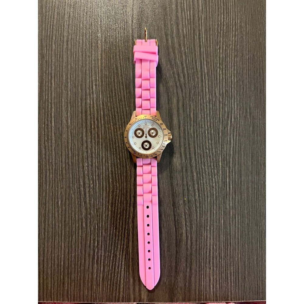 Invicta Womens Pink Silicone Strap Chronograph Watch With Gold-Tone Stainless